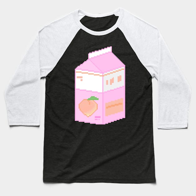 Peach Milk Pixel Baseball T-Shirt by ssydneyart